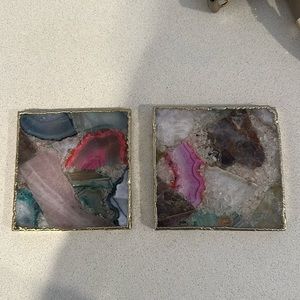 Set of Anthropologie Gilded Agate Coaster